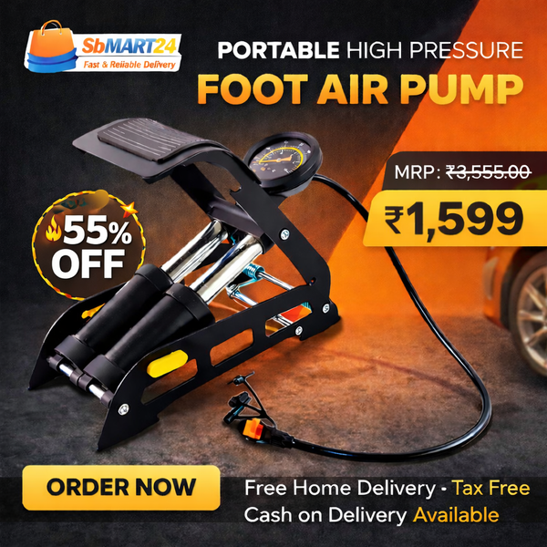 Portable High Pressure Foot Air Pump Compressor for Car and Bike