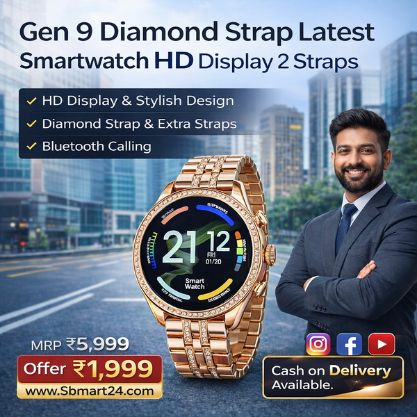 Gen 9 Diamond Strap Latest Smartwatch HD Display 2 Straps (1 Set)