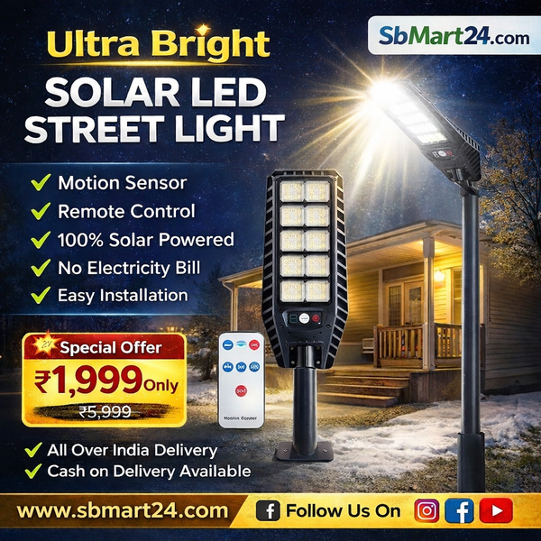 High-Powered Solar LED Street Light with Motion Sensor & Remote Control