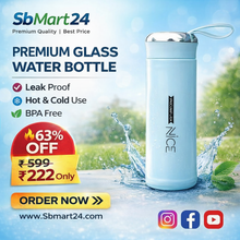 Premium leak proof glass water bottle for gym and travel – ₹222 offer at SbMart24