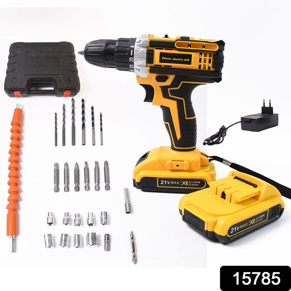XLNT 21V Cordless Drill Machine Kit | V lithium Double battery cordless drill set